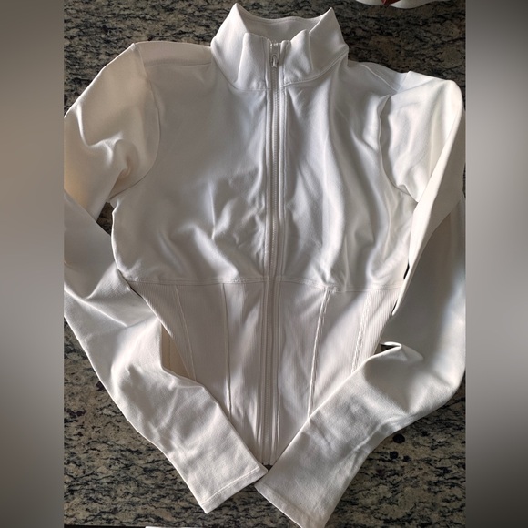 NWT ALO Yoga (M) Airbrush Corset Full Zip-Up Jacket Ivory - Picture 5 of 7